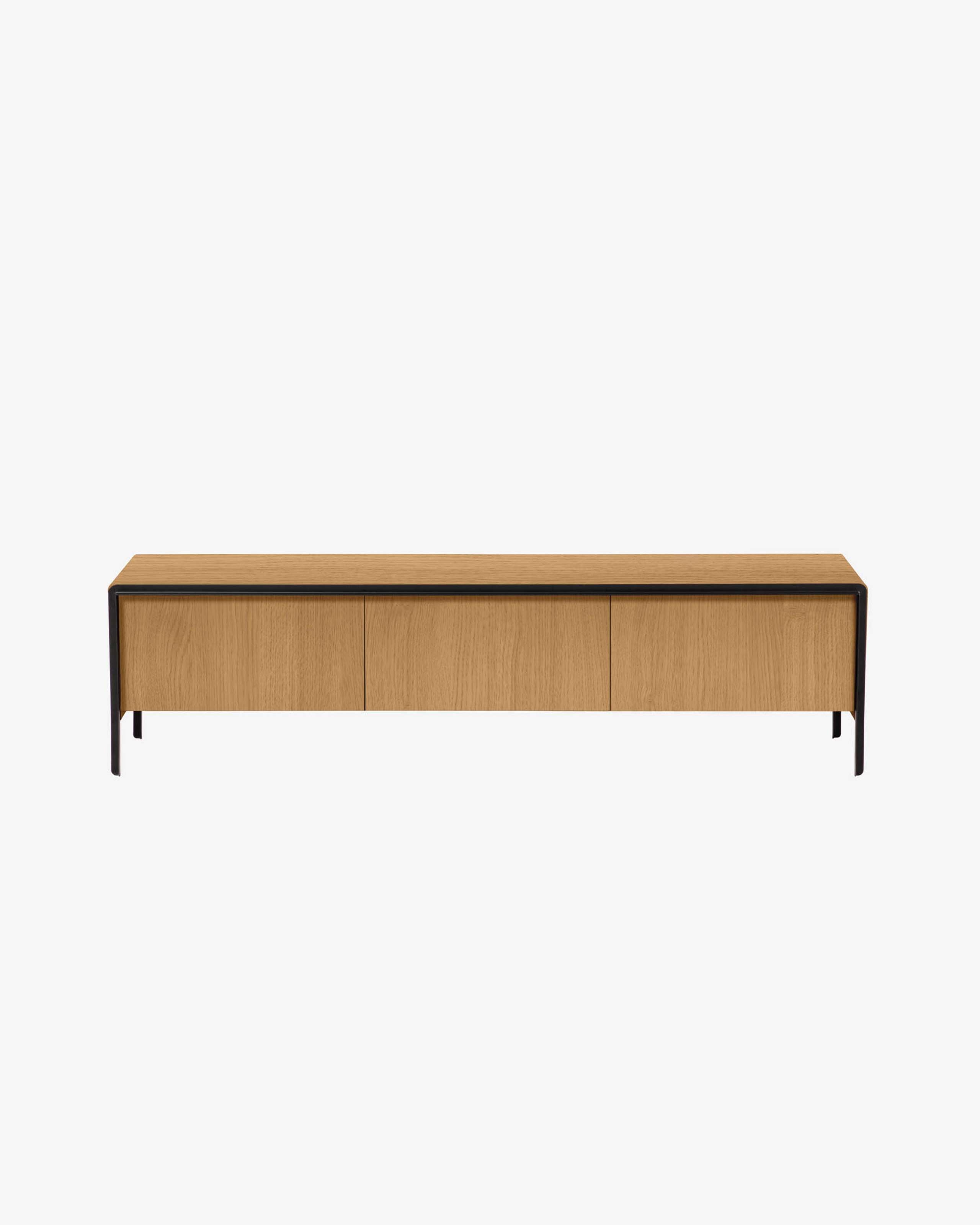 Nadyria oak wood veneer 3 door TV stand