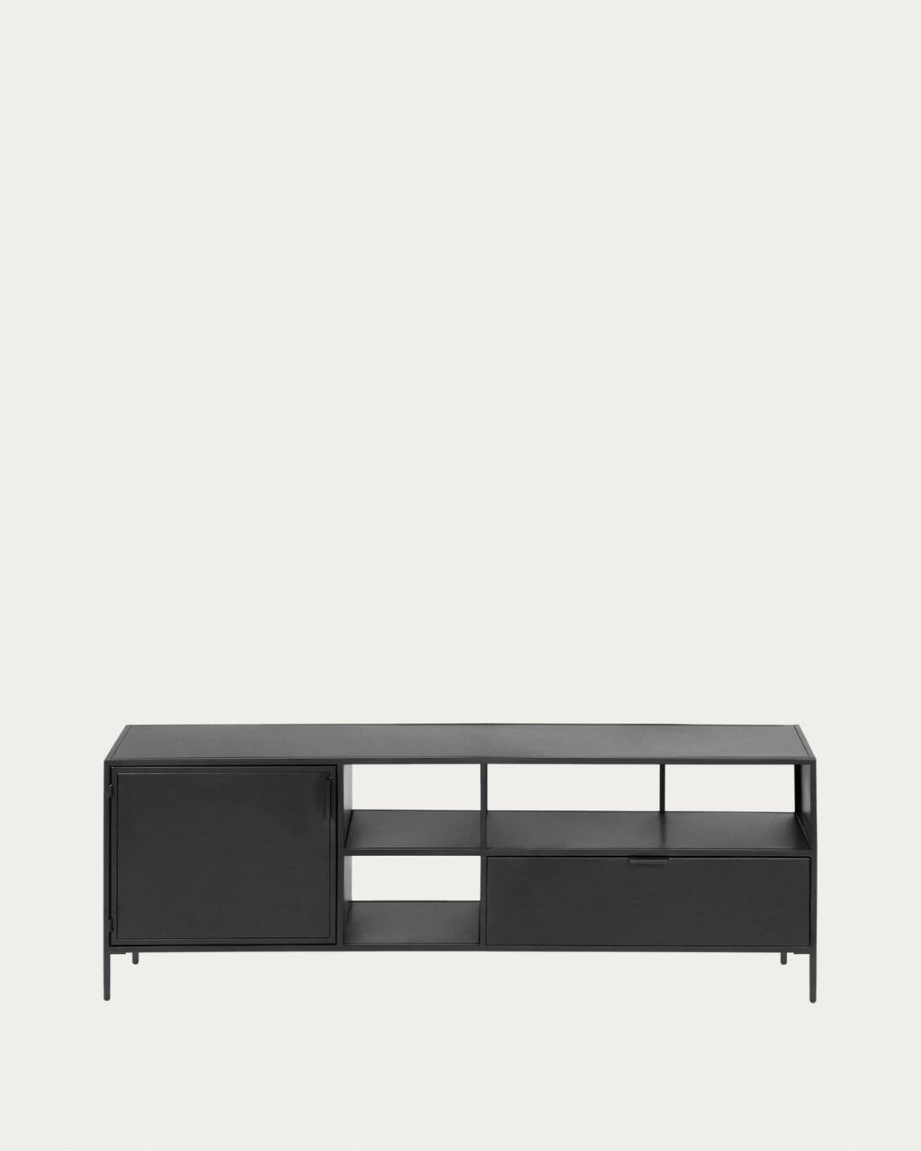 Shantay metal TV stand in a painted black