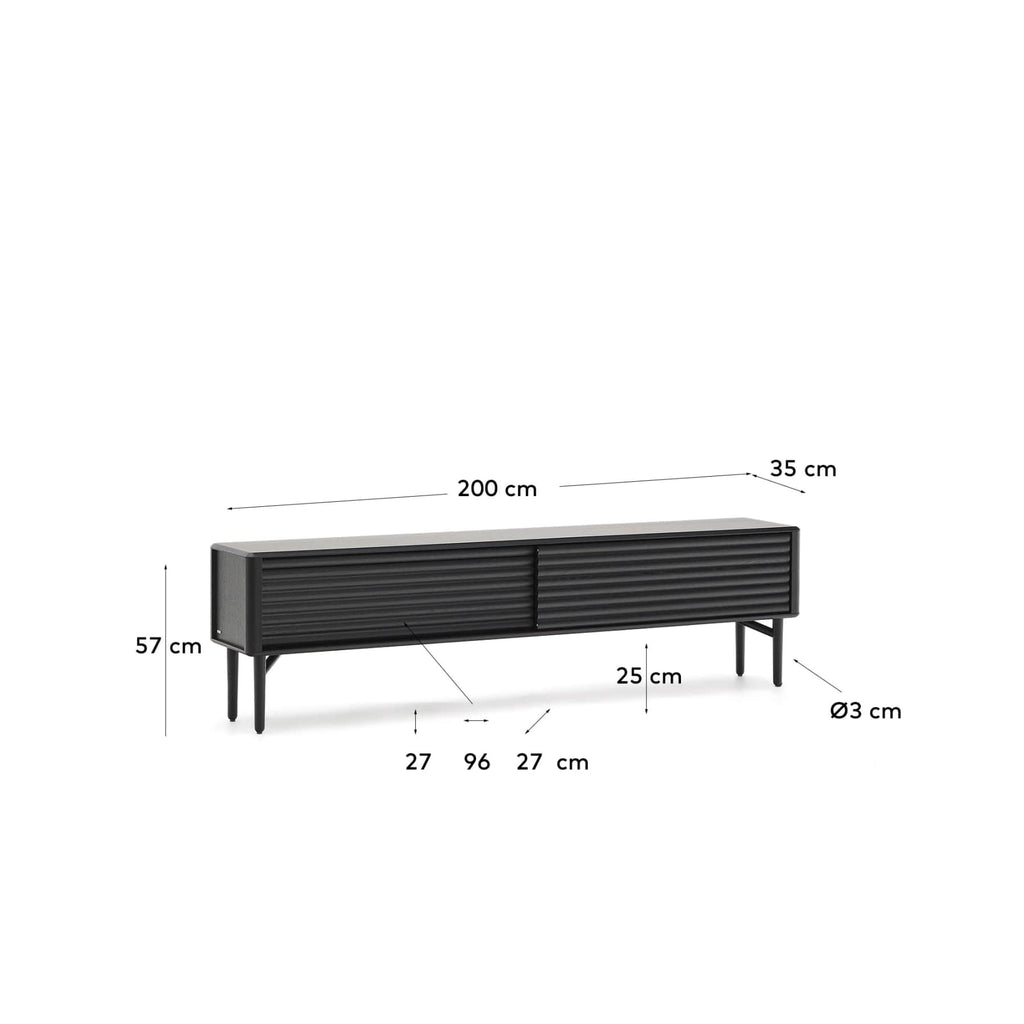 Lenon TV cabinet, 2 doors in solid wood