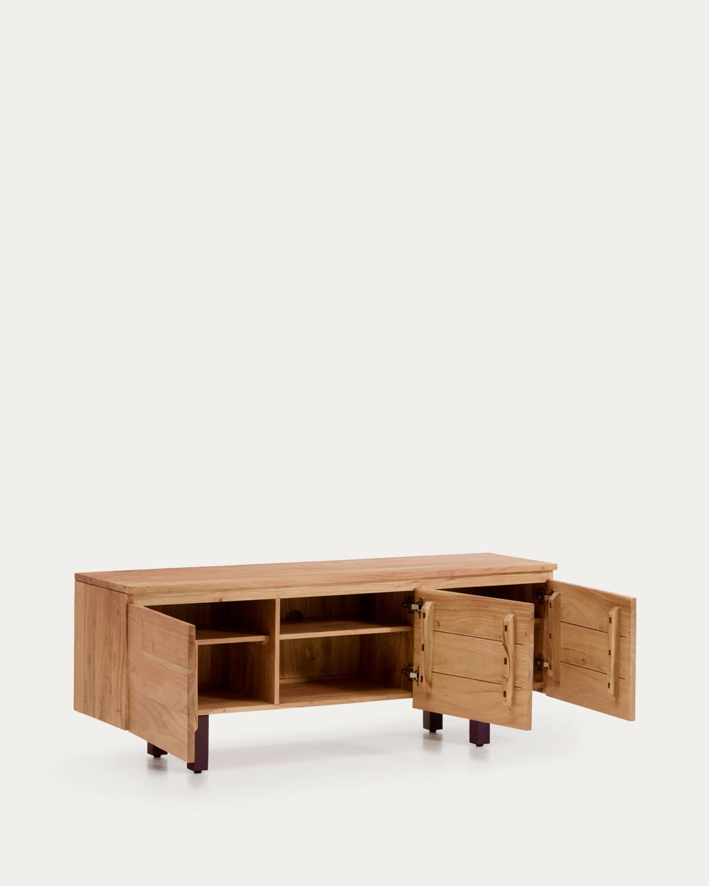 Uxue 3-door TV stand in solid acacia wood