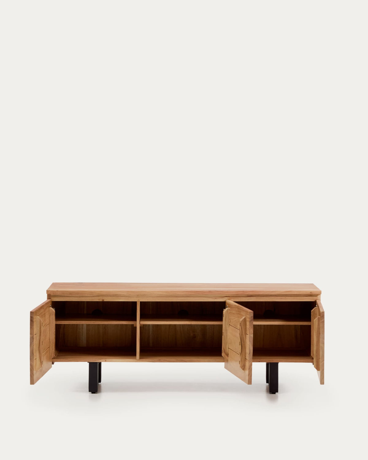 Uxue 3-door TV stand in solid acacia wood