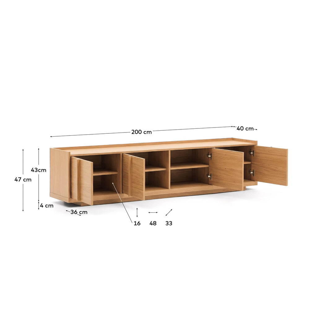 Onix TV stand with an oak veneer