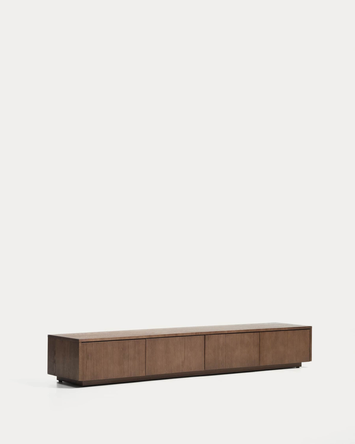 Helvine 4-drawer TV stand in ash veneer with walnut finish