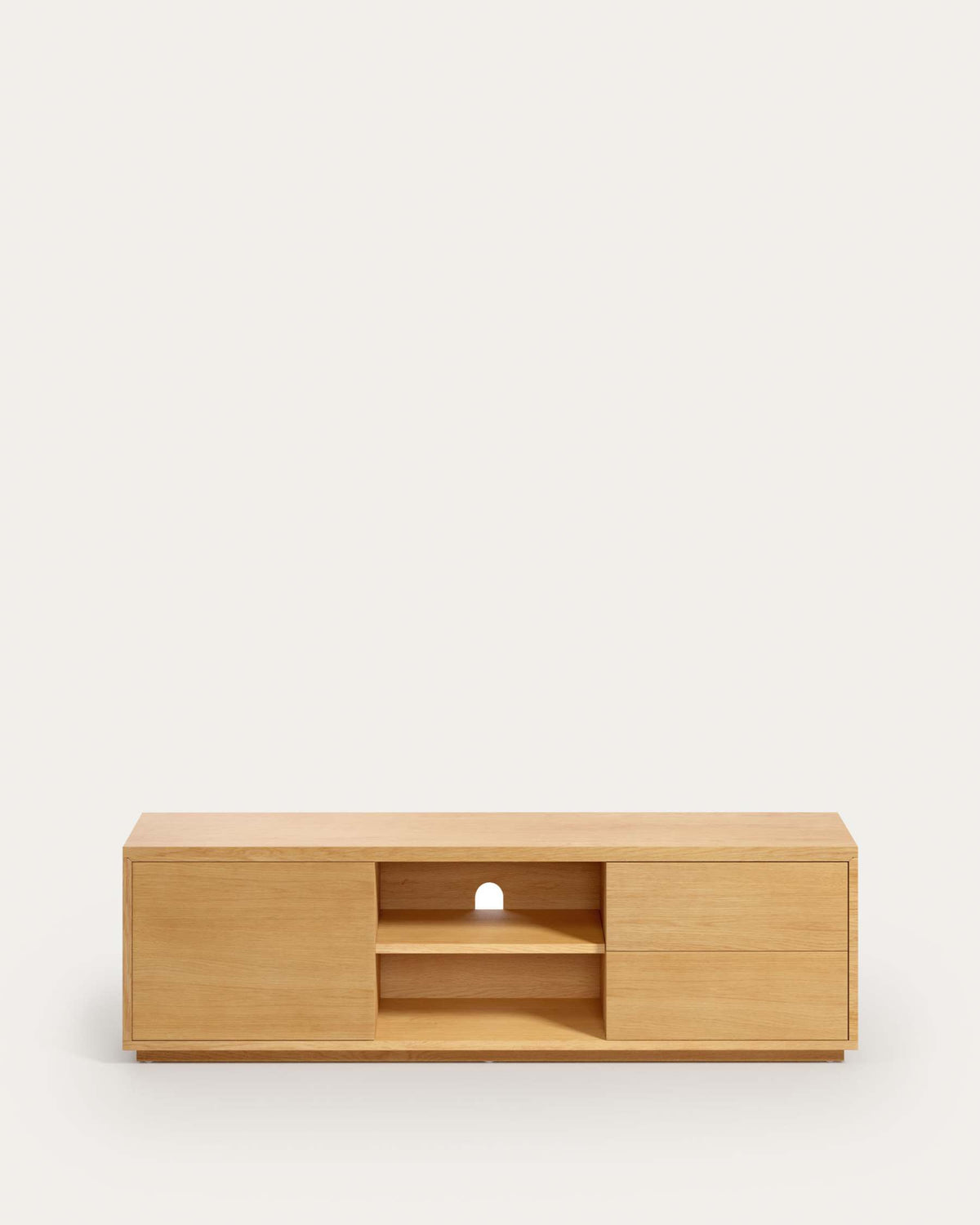 Abilen oak wood veneer single door TV stand