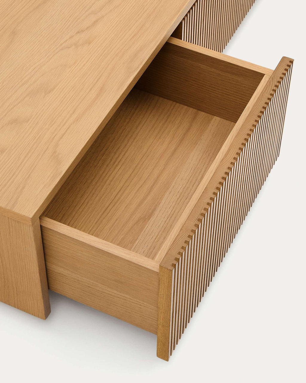 Helvine TV stand with 4 drawers in oak veneer, 200 x 30