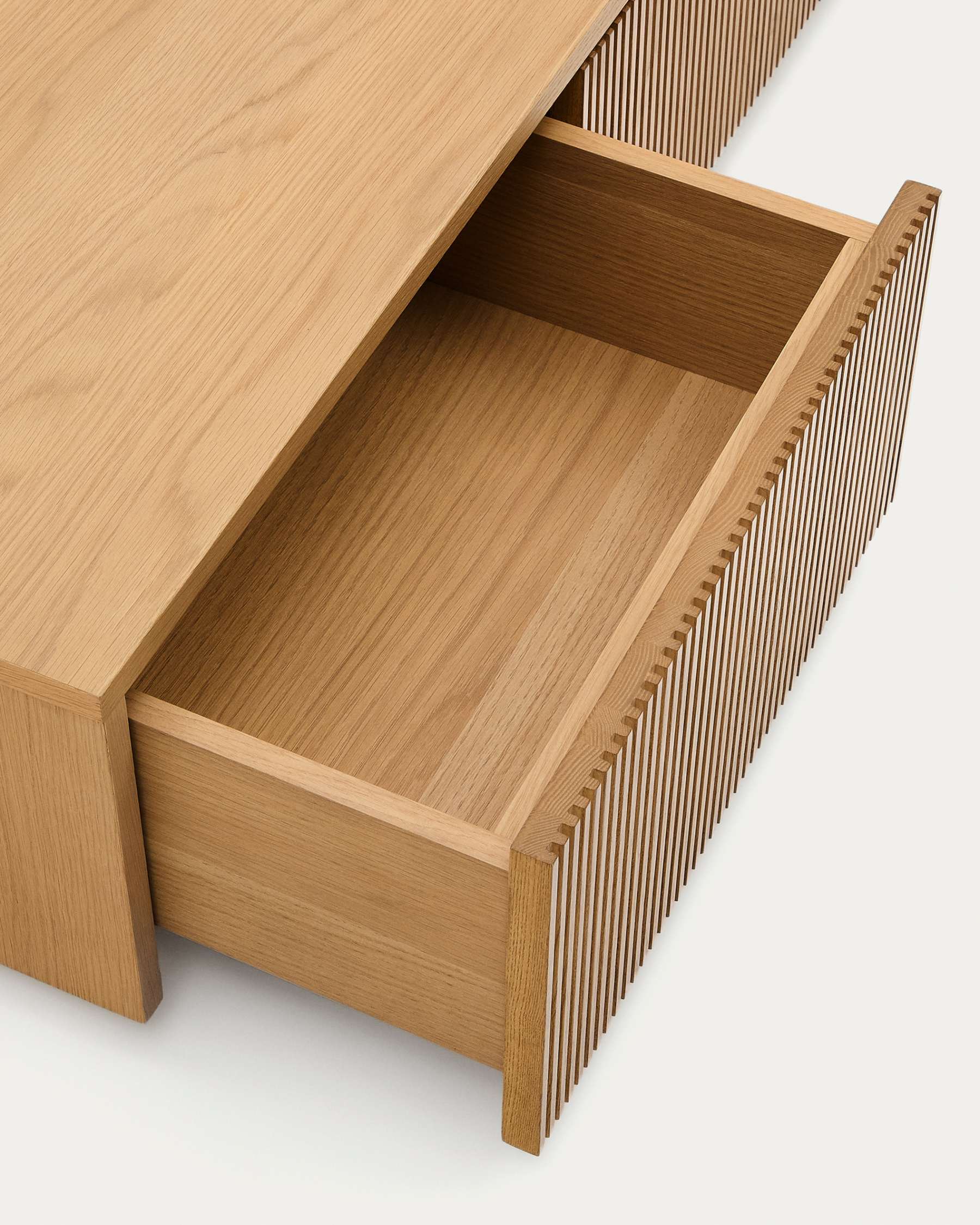 Helvine TV stand with 4 drawers in oak veneer, 200 x 30