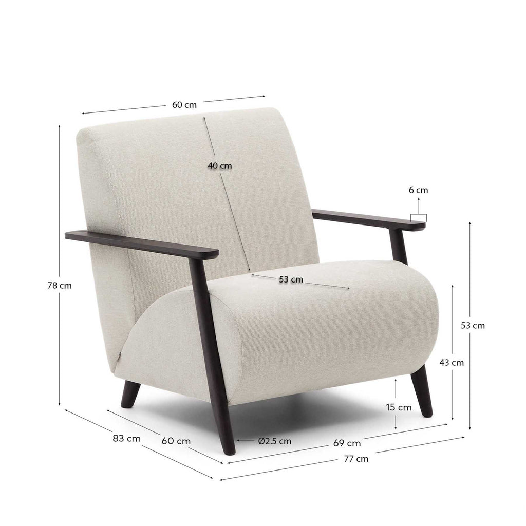 Meghan armchair in pearl chenille