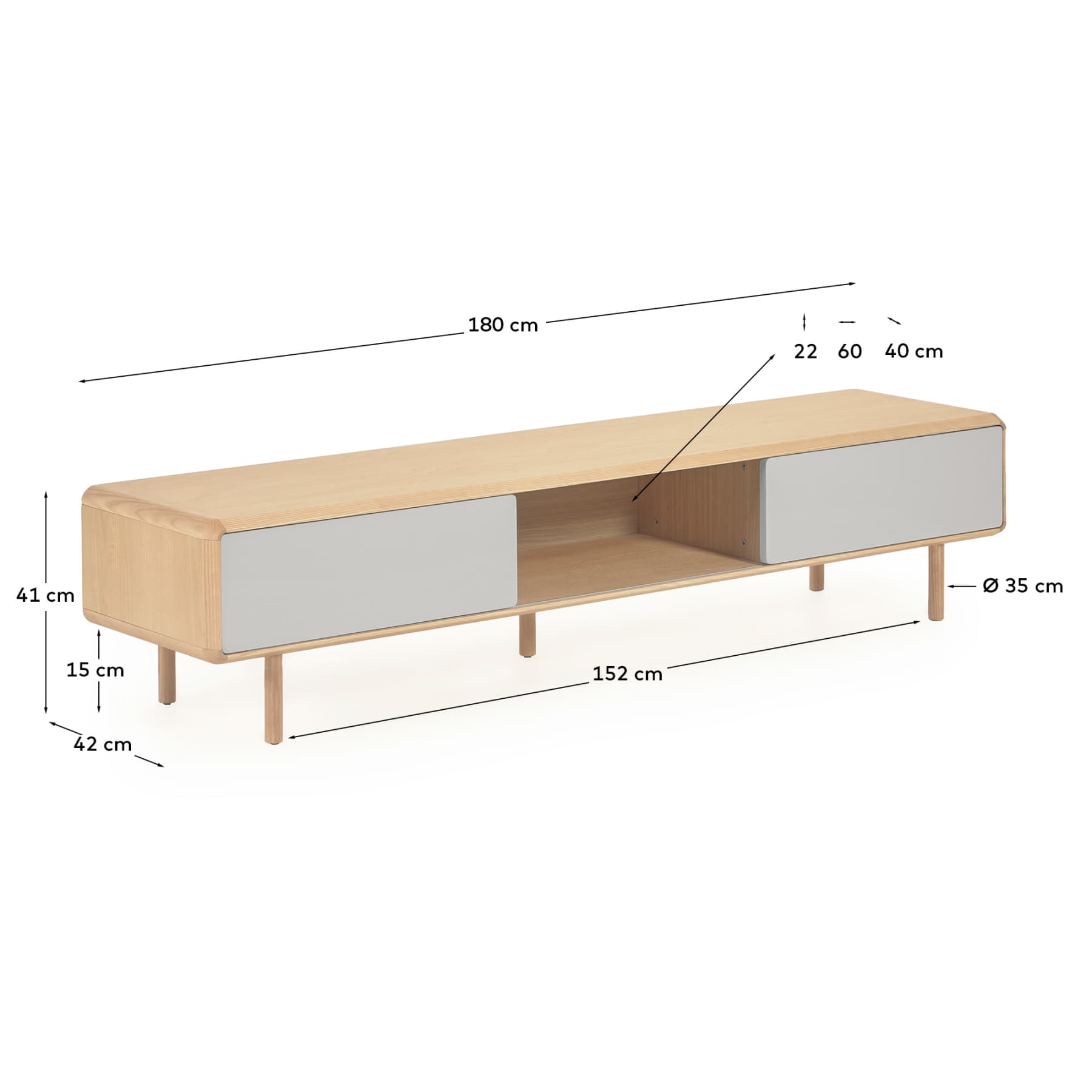 Anielle solid ash & ash veneer TV stand