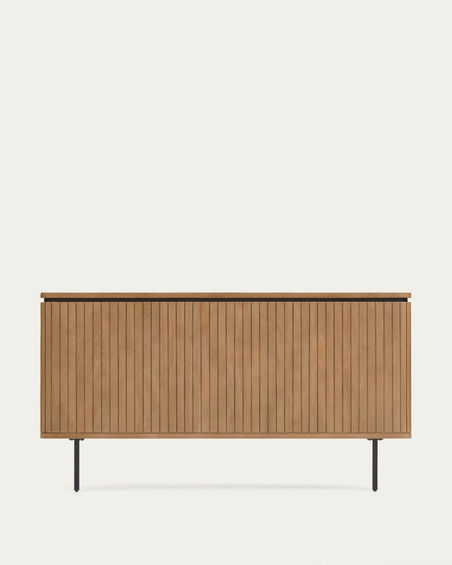 Licia solid mango wood and metal headboard with a black finish