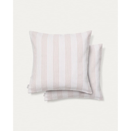 Macie set of 2 red and beige striped 100% cotton cushion
