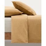 Sifinia mustard duvet and pillow cover set, 100% cotton percale fringes
