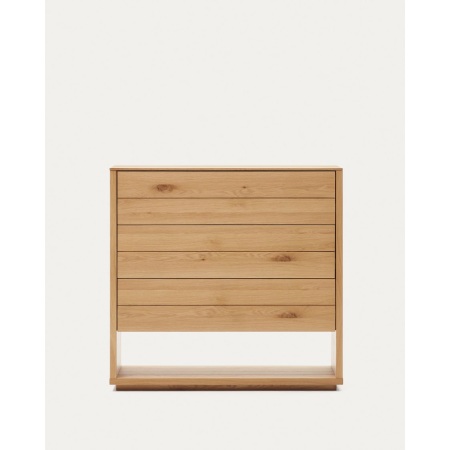 Alguema chest of drawers with 3 drawers in oak wood veneer with natural finish