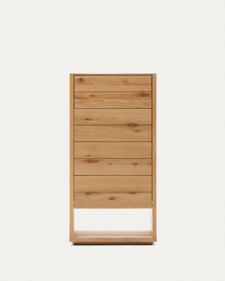 Alguema chest of drawers with 4 drawers in oak wood veneer with natural finish