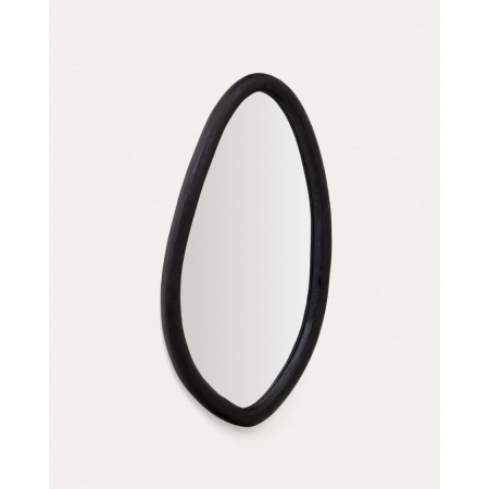Magrit mirror in solid mungur wood with a black finish Ø 60 x 110 cm