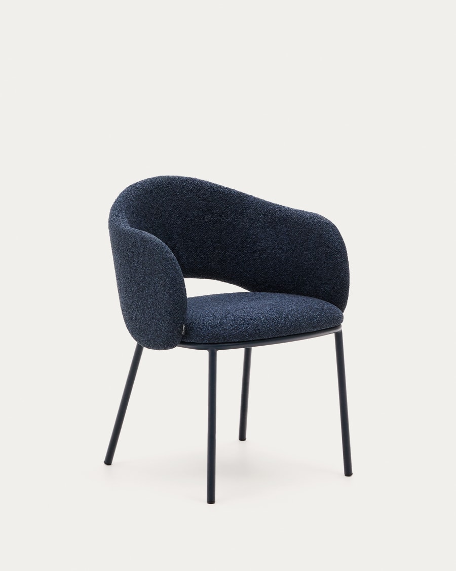 Maina chair in thick blue chenille