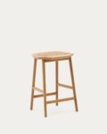 Enit stool made of beige paper cord and solid oak