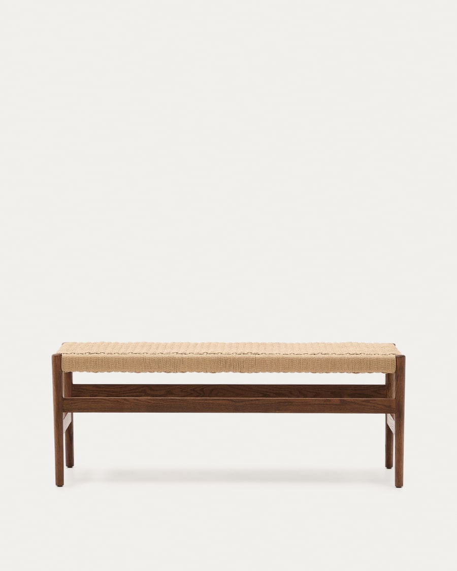 Zaide bench made of solid oak wood in a walnut finish