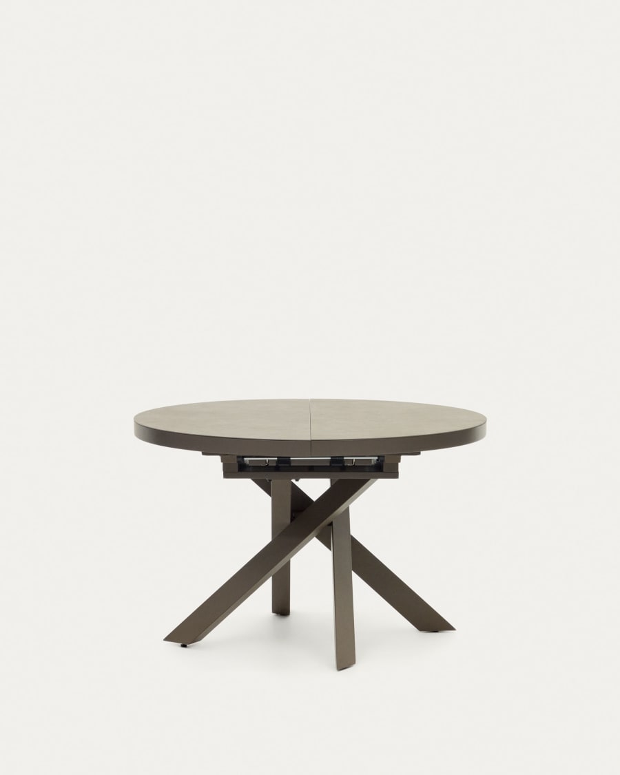 Vashti round extendable table, porcelain and steel legs