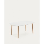Oqui extendable oval table with an oak veneer and solid wood legs