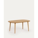 Oqui extendable oak veneer table with solid wood legs