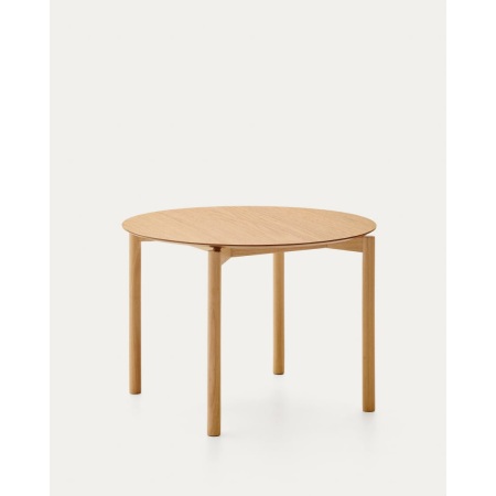 Indara round table made of ash veneer and solid rubber wood