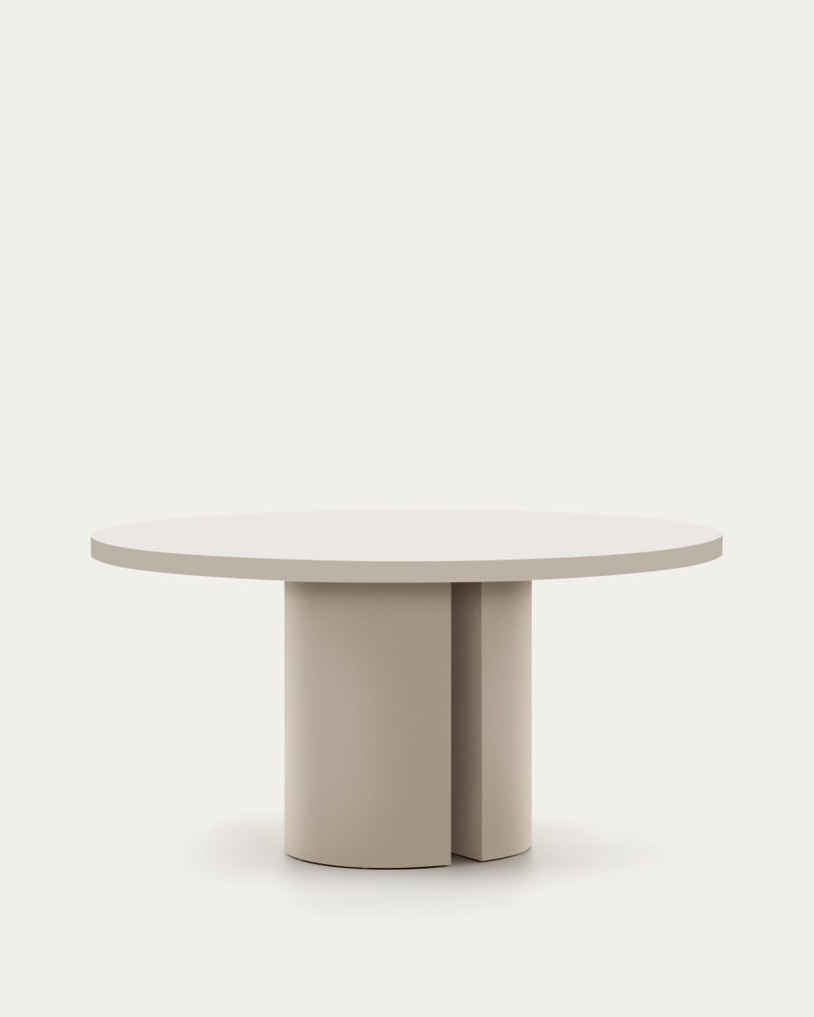 Nealy round table in lacquered MDF in an ecru finish