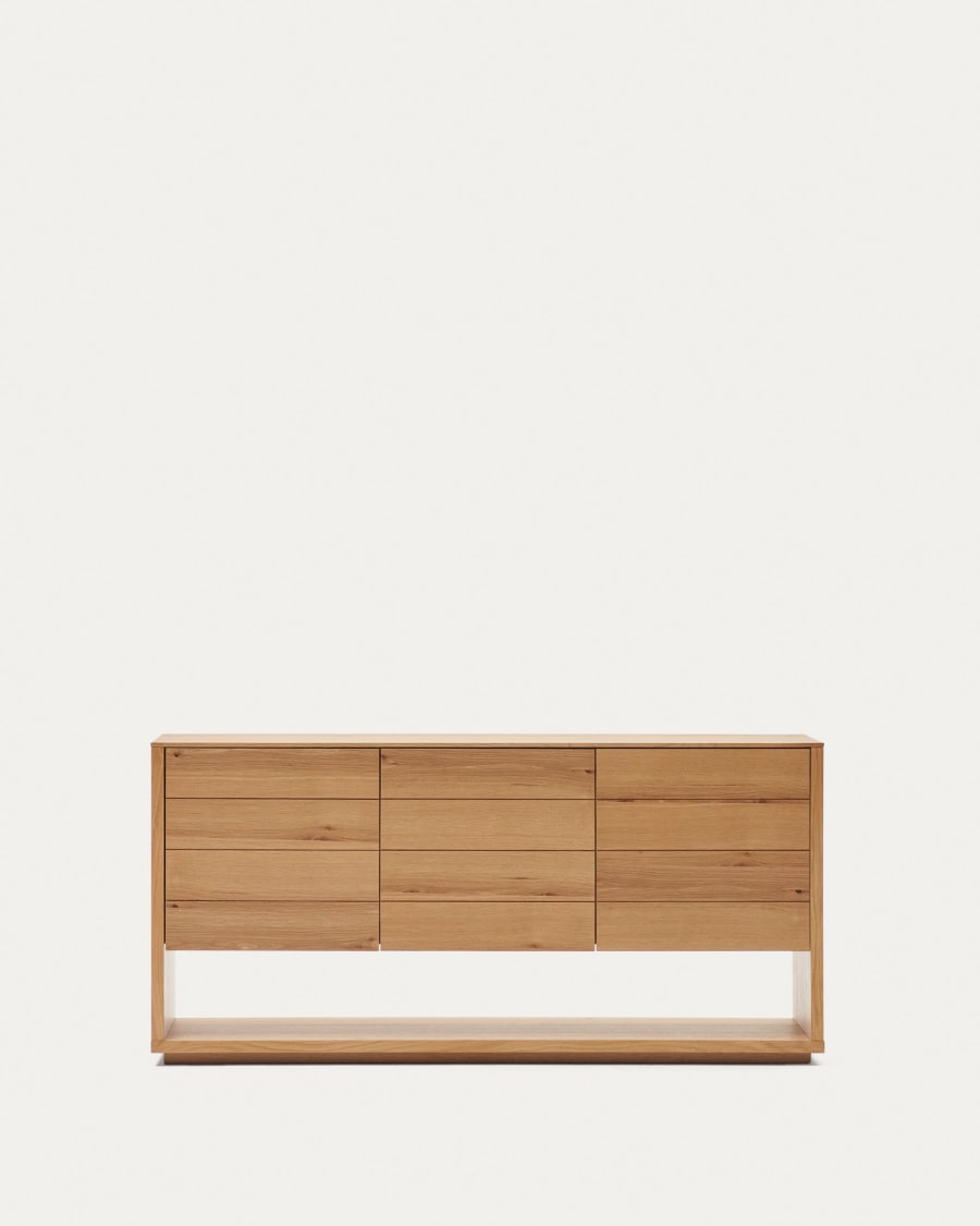 Alguema sideboard with 3 doors in oak veneer with natural finish,