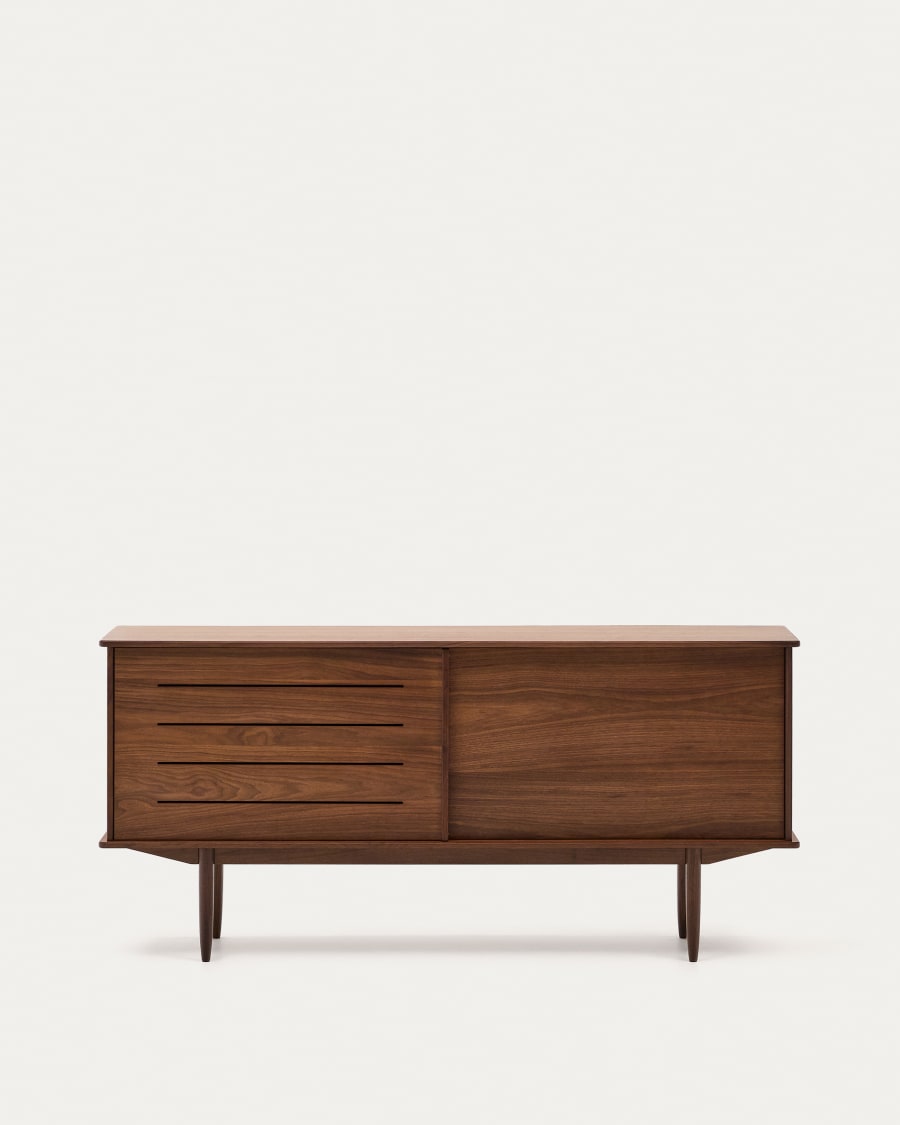 Carolin walnut wood veneer sideboard with 2 doors and 1 drawer