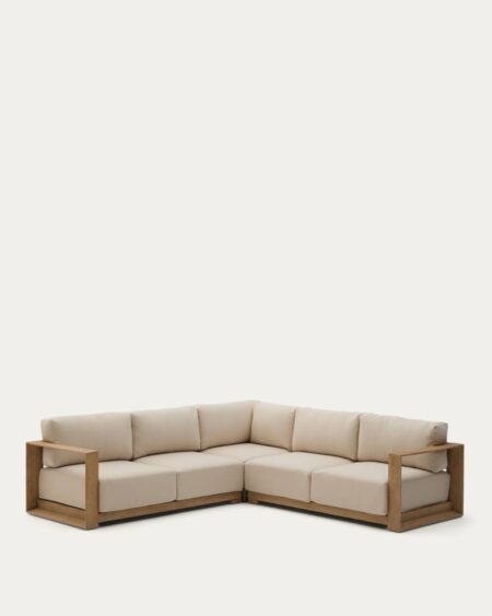 Ambra 5-seater corner sofa in solid acacia wood