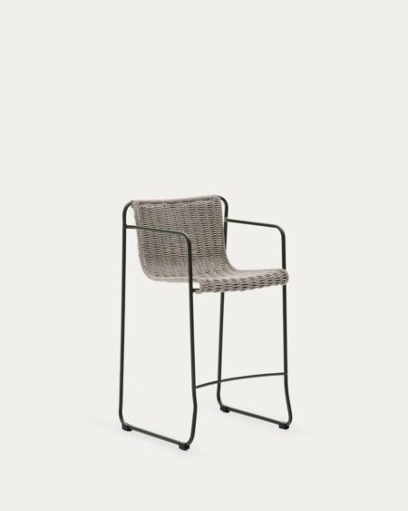 Maurina stool in green galvanised steel and ecru and grey