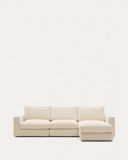 Alea ecru chenille 4-seater modular sofa