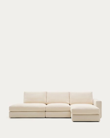 Alea ecru chenille 5-seater modular sofa