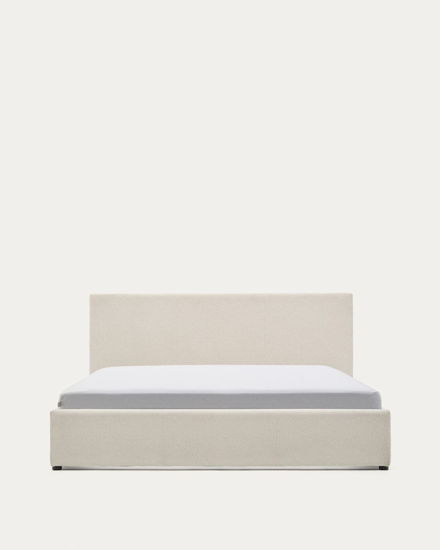 Nahiri beige chenille bed