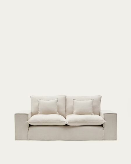 Anarela beige linen 2-seater sofa